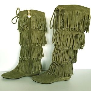 Michael Kors Genuine Suede Fringe Boots